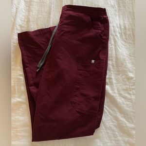Figs maroon scrub pants, straight leg, size large